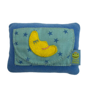 Rich Frog Blue Plush Coin Purse Pouch Moon & Stars Approx 4 x 3 x 2 in